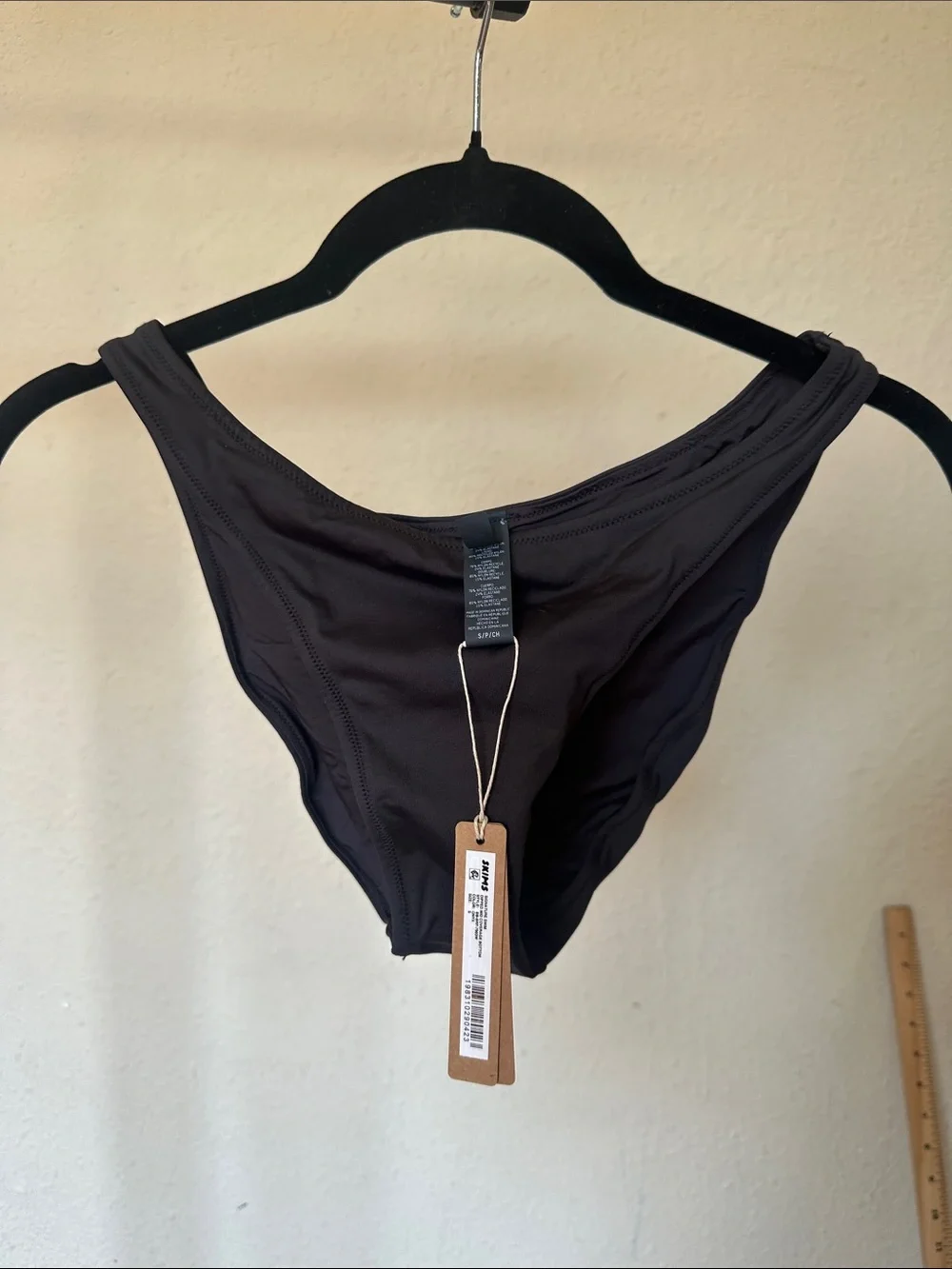SKIMS‎ Recycled Swim Mid Waist Bottom Onyx Black SW-MWB-0748 Size S NWT